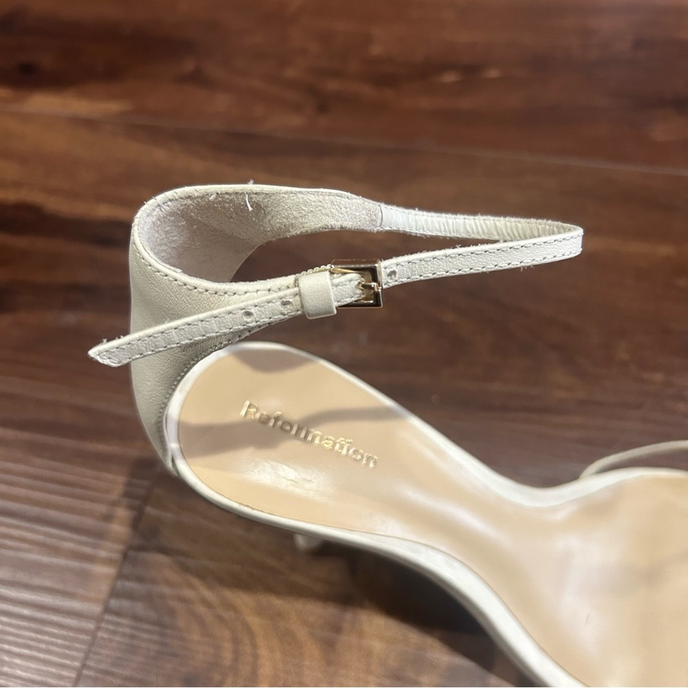 Reformation Gigi Strappy Mid Heel Sandal - White/Cream - Picture 14 of 15